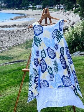 India Boutique Tropical Leaf Handkerchief Tunic Dress One Size